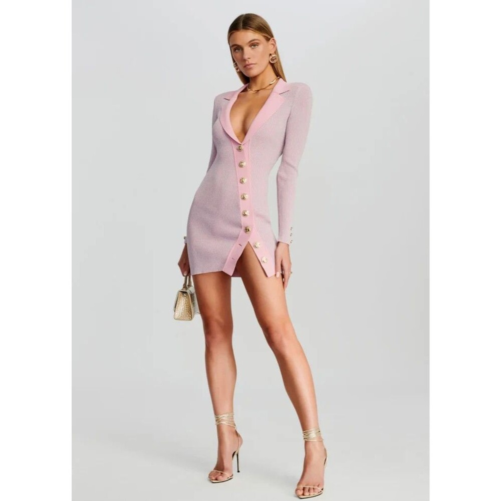Retrofête MIMI RIB KNIT DRESS Pink Marshmallow Size Small (PF22-5327) - Picture 2 of 4